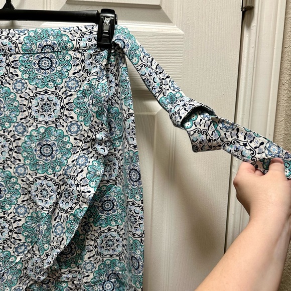 LOFT | Medallion Ruffle Wrap Skirt - Picture 8 of 14